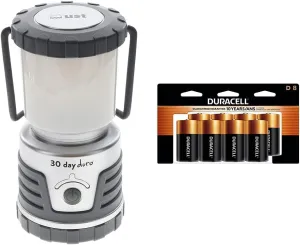 ust 30-Day Duro 1000 Lumen LED Lantern, Titanium and Duracell Coppertop D Batteries, 8 Count Pack