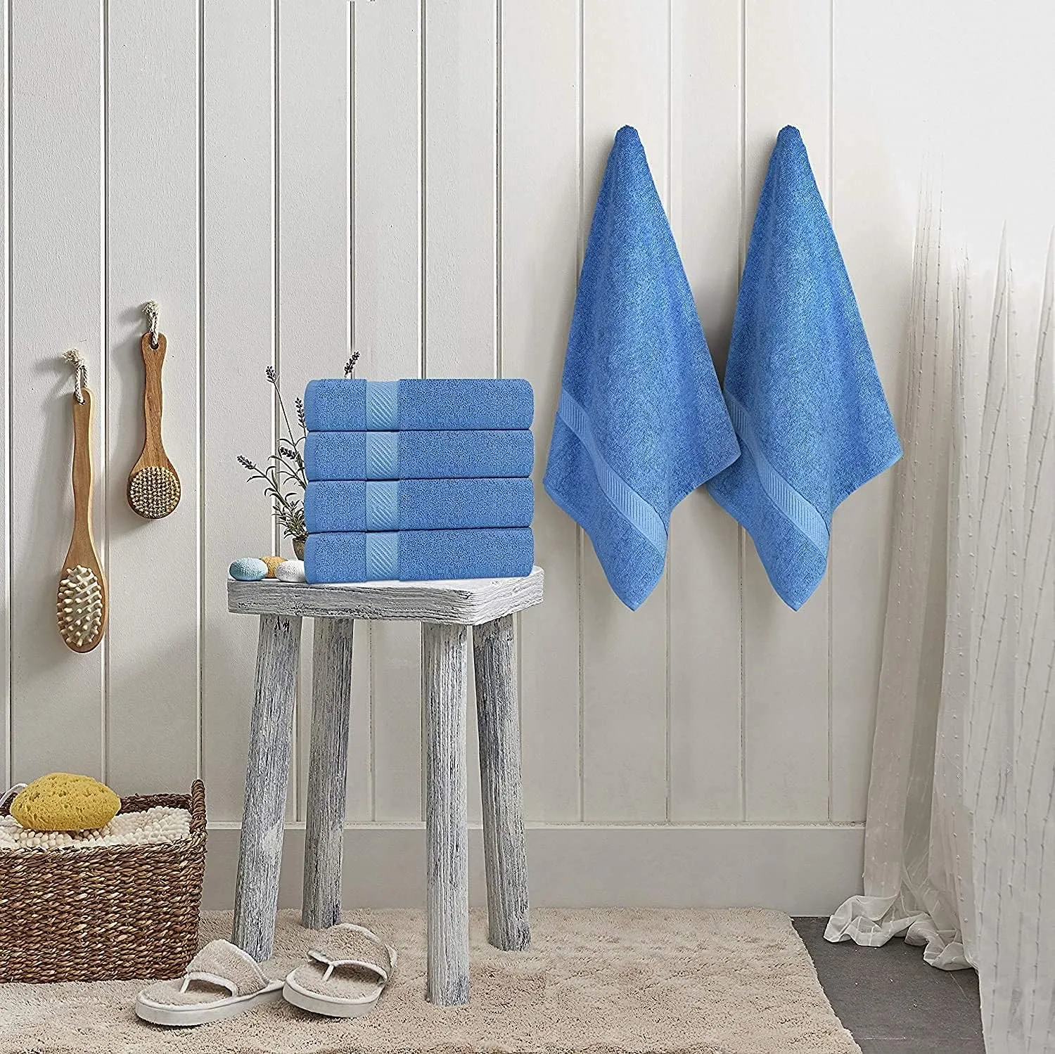 Utopia Towels 18 Pack Bath Towel Set (24 x 48 Inches), 500 GSM 100% Ring Spun Cotton Medium Lightweight and Highly Absorbent Quick Drying, Premium Towels for Hotel, Spa and Bathroom (Electric Blue)
