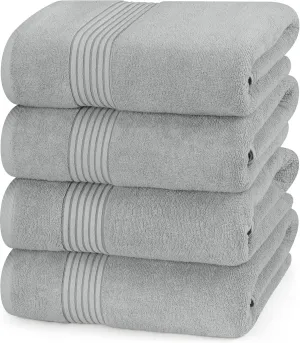 Utopia Towels 4 Pack Bath Towels Set, 27 by 54 Inches, 100% Ring Spun Cotton, Quick Dry, Highly Absorbent, Soft Feel Towels, Perfect for Daily Use, Cool Grey