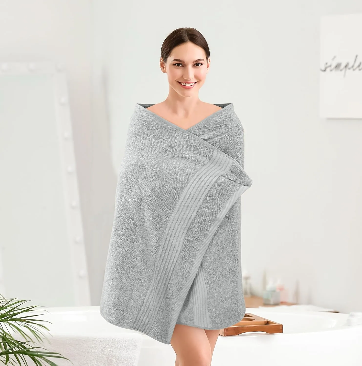 Utopia Towels 4 Pack Bath Towels Set, 27 by 54 Inches, 100% Ring Spun Cotton, Quick Dry, Highly Absorbent, Soft Feel Towels, Perfect for Daily Use, Cool Grey