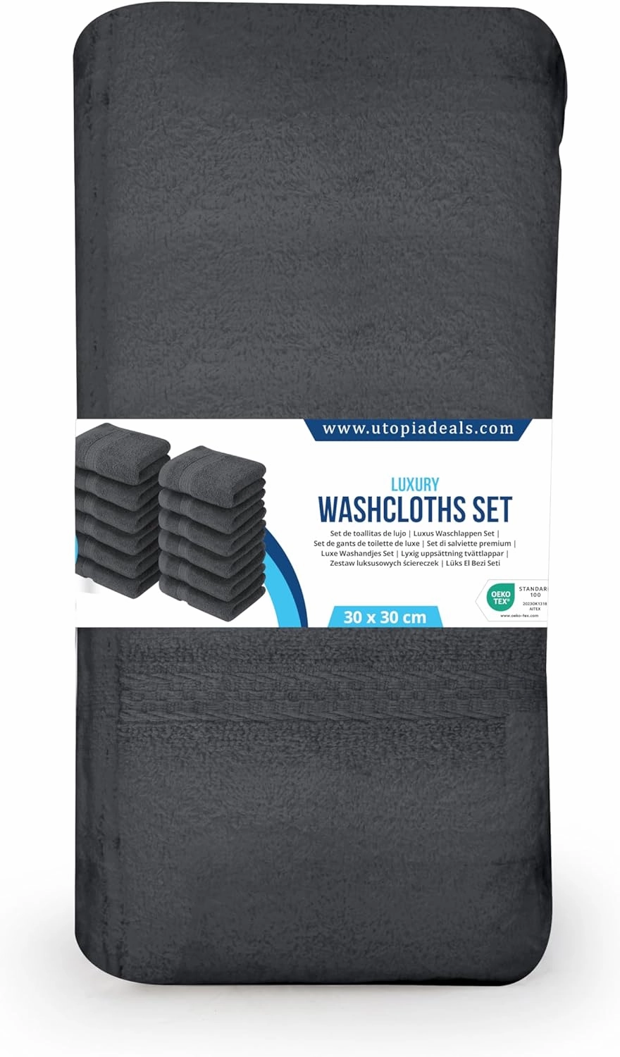 Utopia Towels 12 Pack Premium Wash Cloths Set, 12 by 12 Inches, 100% Cotton Ring Spun, Highly Absorbent and Soft Feel Essential Washcloths for Bathroom, Spa, Gym, and Face, Dark Brown