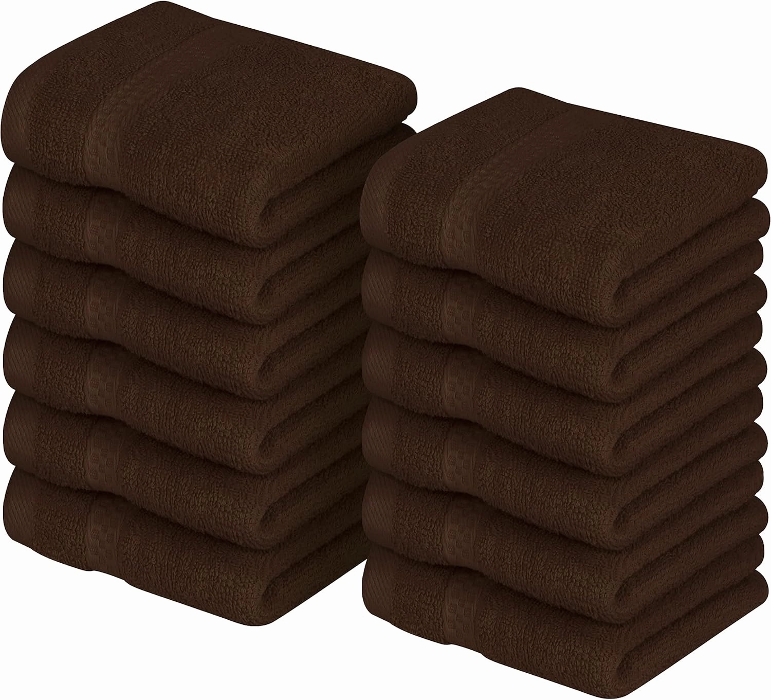 Utopia Towels 12 Pack Premium Wash Cloths Set, 12 by 12 Inches, 100% Cotton Ring Spun, Highly Absorbent and Soft Feel Essential Washcloths for Bathroom, Spa, Gym, and Face, Dark Brown