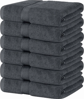 Utopia Towels 6 Pack Medium Bath Towel Set, 24 by 48 Inches, 500 GSM 100% Ring Spun Cotton, Lightweight and Highly Absorbent Quick Drying Premium Towels for Hotel, Spa and Bathroom, Grey
