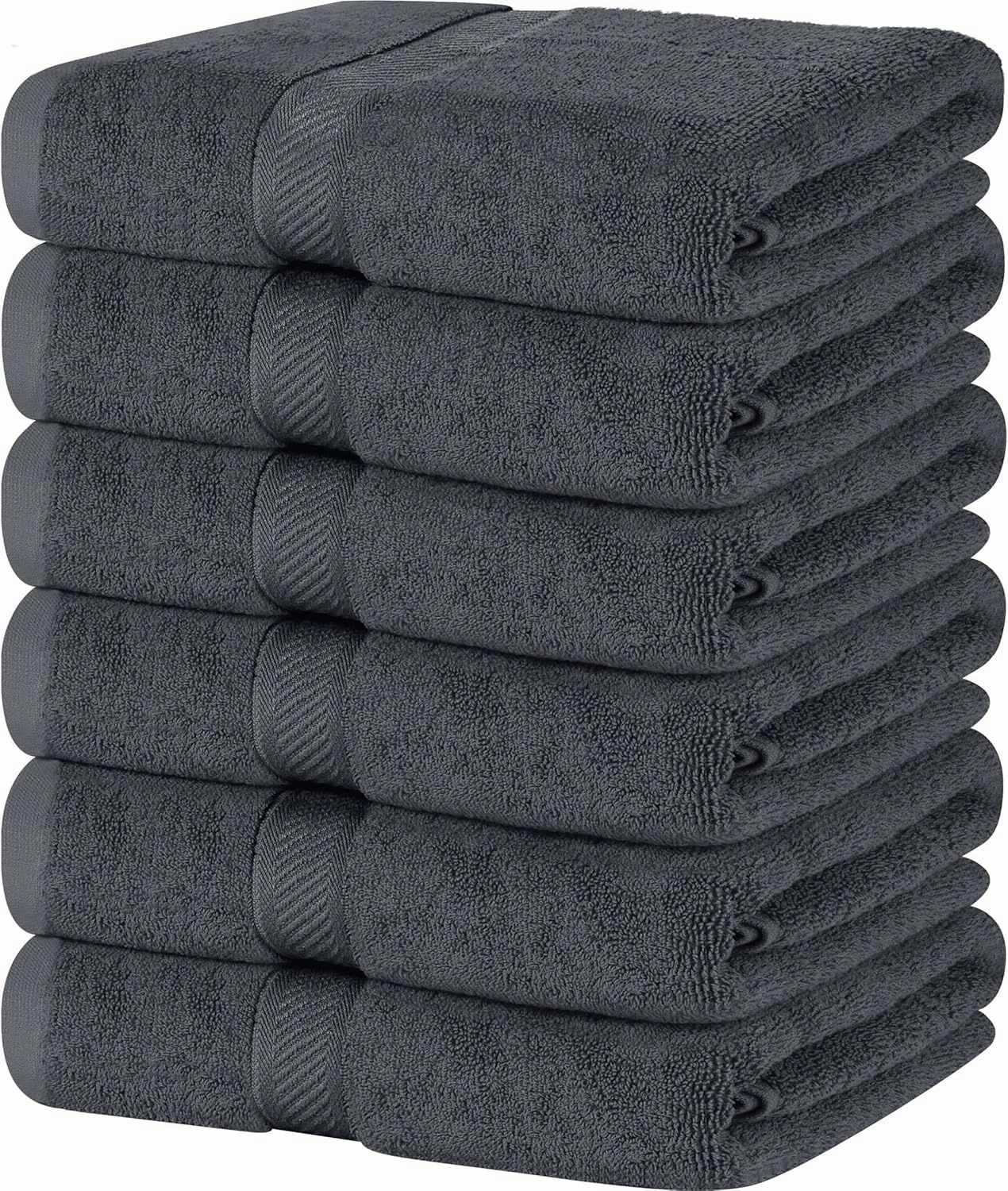 Utopia Towels 6 Pack Medium Bath Towel Set, 24 by 48 Inches, 500 GSM 100% Ring Spun Cotton, Lightweight and Highly Absorbent Quick Drying Premium Towels for Hotel, Spa and Bathroom, Grey