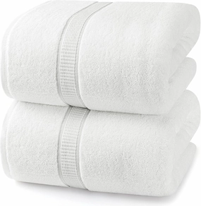 Utopia Towels Luxurious Jumbo Bath Sheet 2 Piece, 600 GSM, 35 by 70 Inches, 100% Ring Spun Cotton, Highly Absorbent and Quick Dry Extra Large Bath Towel, Super Soft Towel, White
