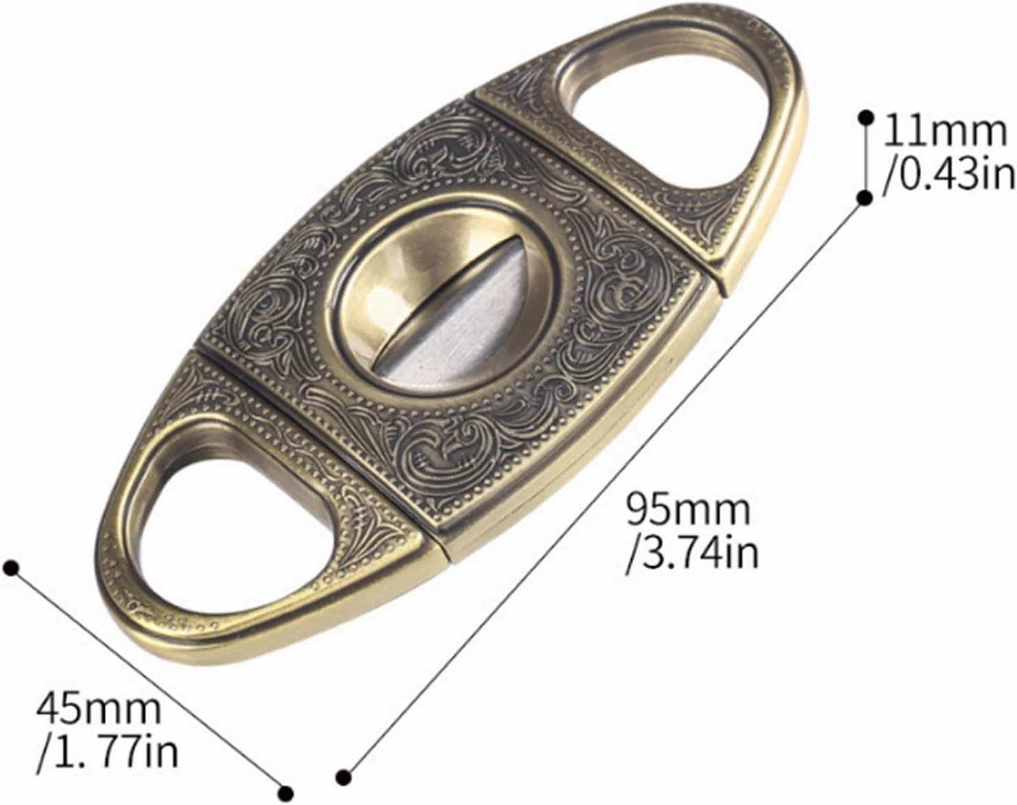 V-Cut Cigar Cutter - Egyptian Pattern Carved Cigar V Cutter with Gift Box((Gold)