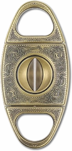 V-Cut Cigar Cutter - Egyptian Pattern Carved Cigar V Cutter with Gift Box((Gold)