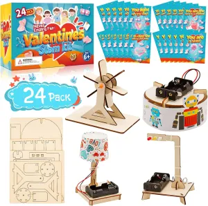 Valentines Day Gifts for Kids - Valentines Day Cards for Kids Classroom - 24 Pcs Science Kits - Valentine Exchange Cards for Girls Boys Party Favor School Class Classroom Party Favors