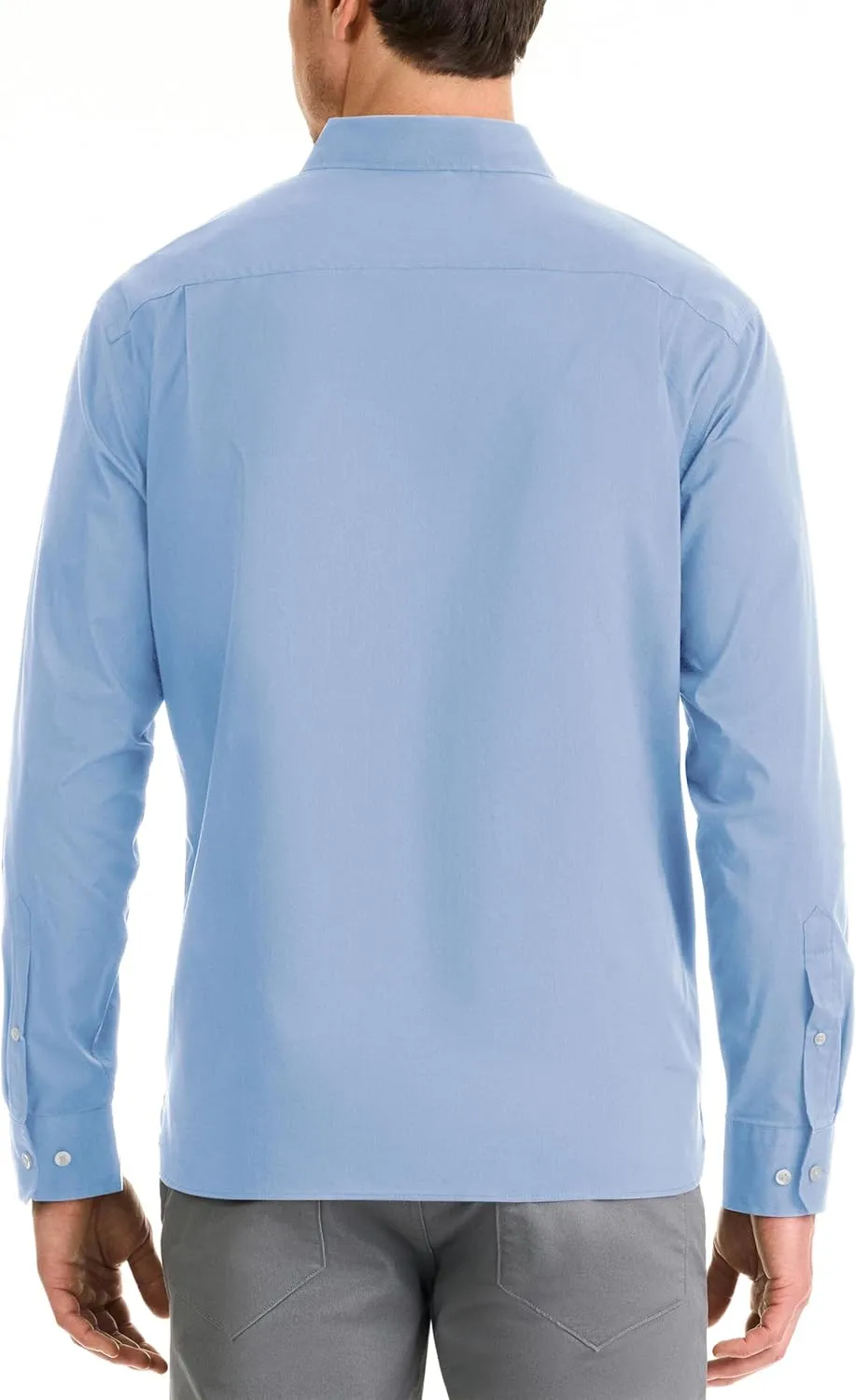 Van Heusen Men's Classic Fit Stain Shield Never Tuck Stretch Solid Button Down Shirt