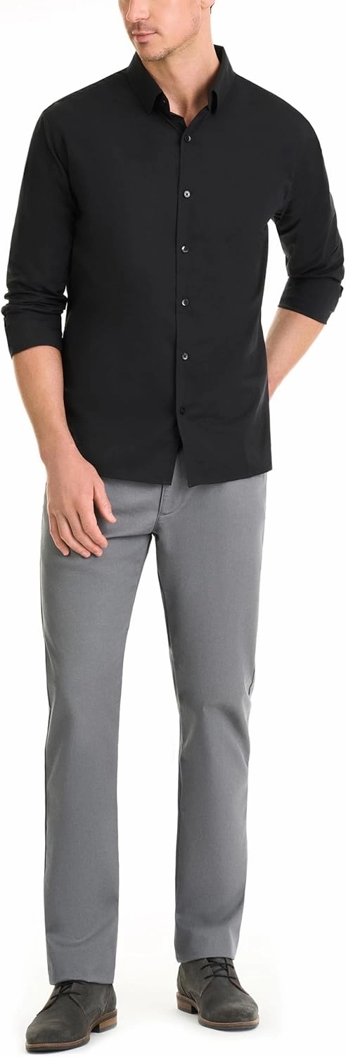 Van Heusen Men's Classic Fit Stain Shield Never Tuck Stretch Solid Button Down Shirt