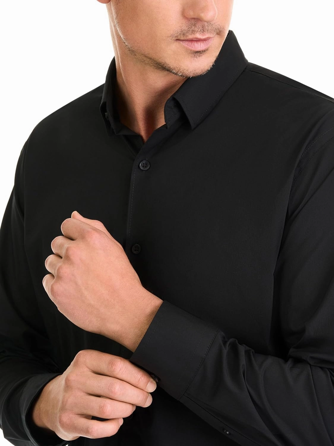 Van Heusen Men's Classic Fit Stain Shield Never Tuck Stretch Solid Button Down Shirt