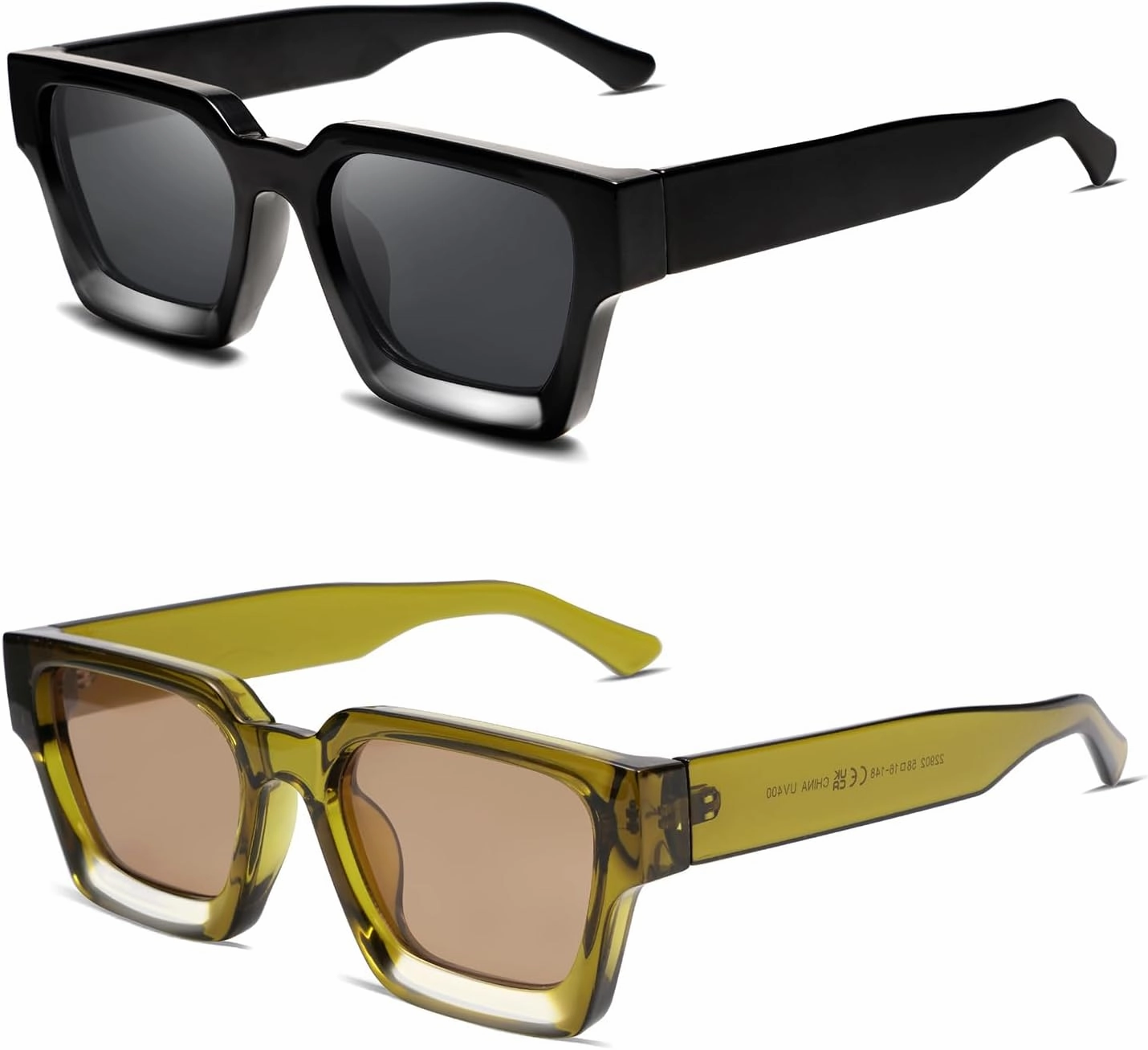 VANLINKER Thick Square Sunglasses for Men Women Retro Chunky Rectangle Shades UV400 Protection VL9731