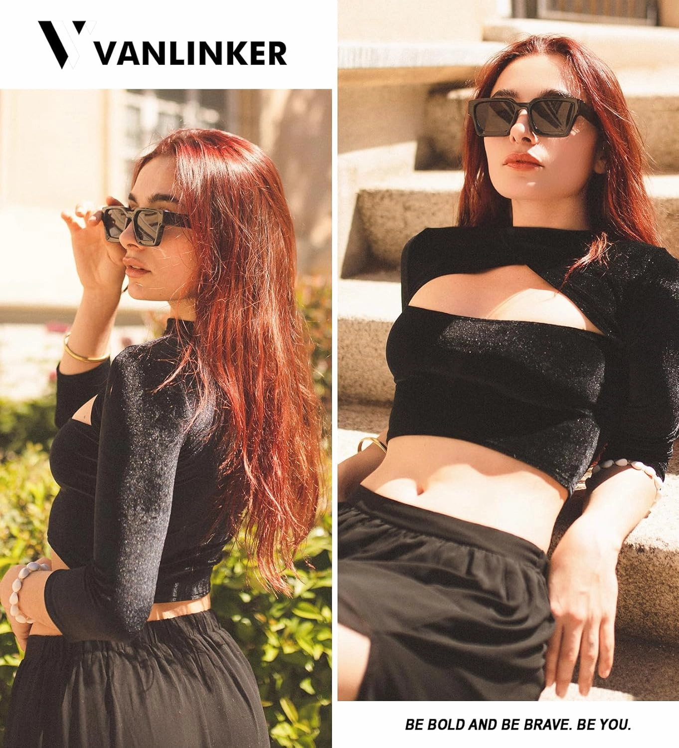 VANLINKER Thick Square Sunglasses for Men Women Retro Chunky Rectangle Shades UV400 Protection VL9731