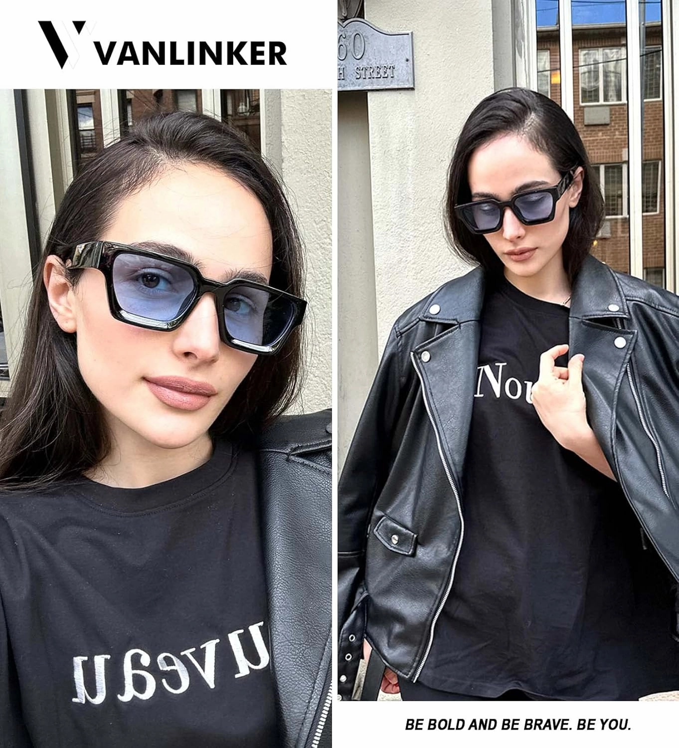 VANLINKER Thick Square Sunglasses for Men Women Retro Chunky Rectangle Shades UV400 Protection VL9731