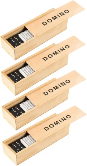 VANZACK 4 Sets Dominoes for Adults Interactive Funny Domino Wood Blocks for and Educational Fun for Ages