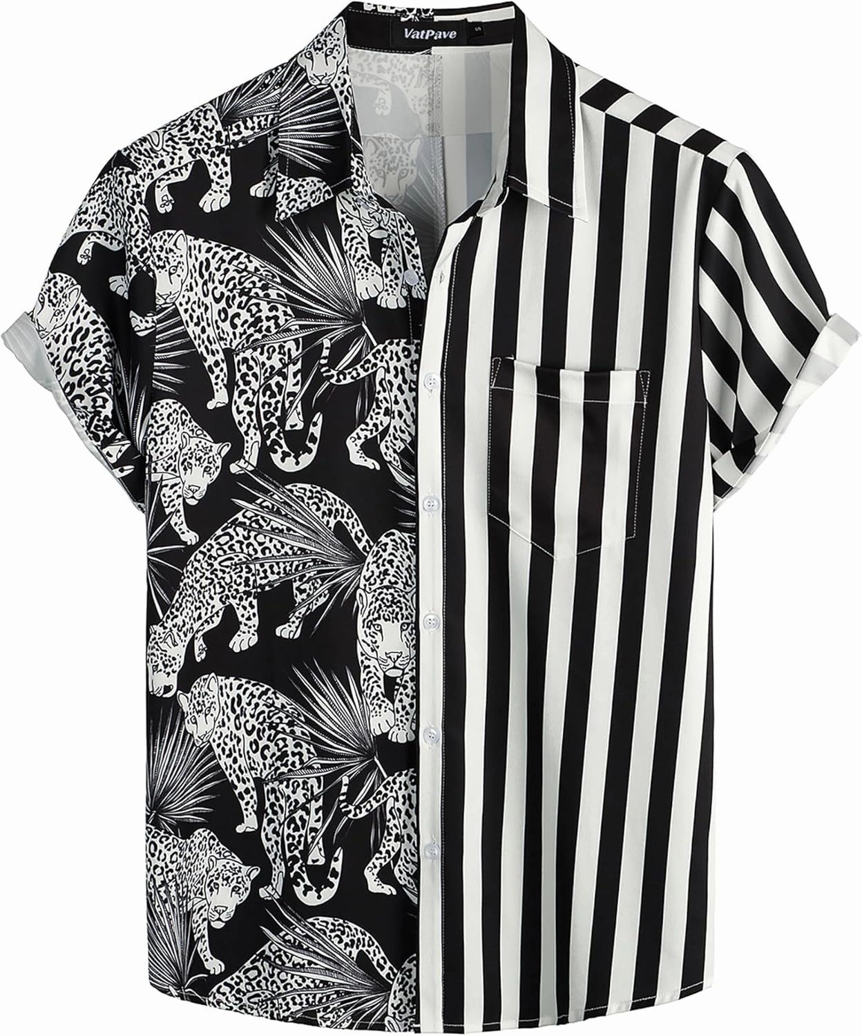 VATPAVE Mens Flamingo Hawaiian Sets Casual Short Sleeve Button Down Shirts Beach Outfits