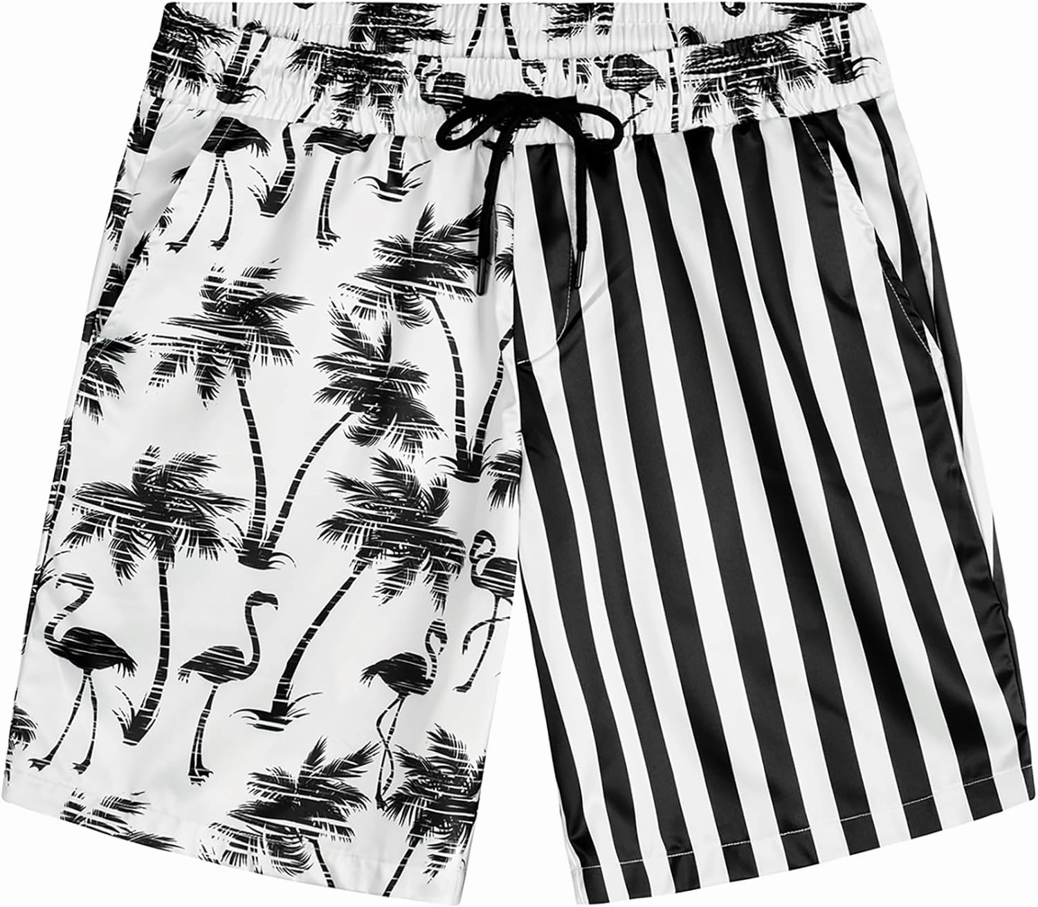 VATPAVE Mens Flamingo Hawaiian Sets Casual Short Sleeve Button Down Shirts Beach Outfits