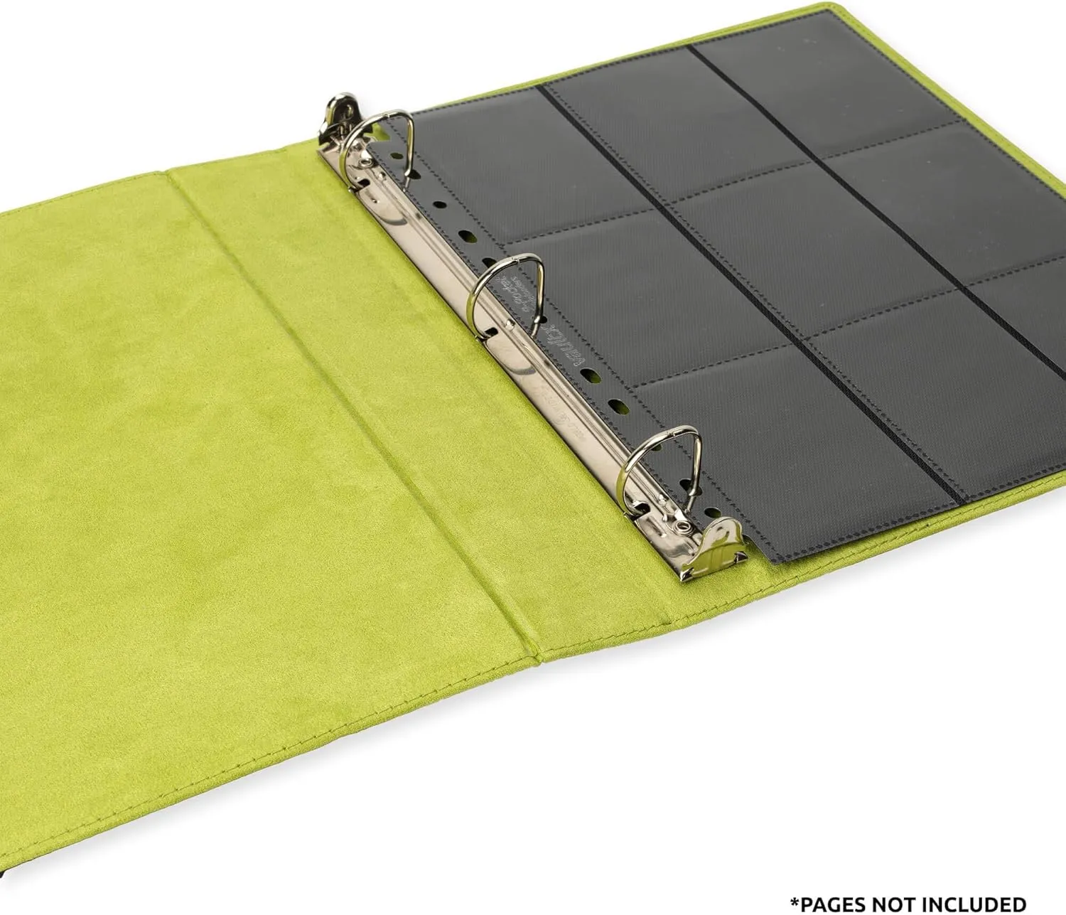 Vault X Trading Card 3 Ring Binder, fits 9 Pocket Pages, 540 cards, Exo-Tec Material, Easy Open, D-Ring Clip Folder for Collectible Card Games, Sports, TCG (Black/Electric Green, Slim)