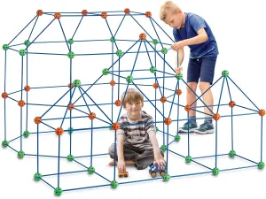 VEVOR Fort Building Kit for Kids, 180PCS STEM Building Toys, Educational Gift for 4 5 6 7 8  Year Old Boys & Girls, Indoor Outdoor Play Tent Builder Set Construction Toys with 120 Rods and 60 Balls