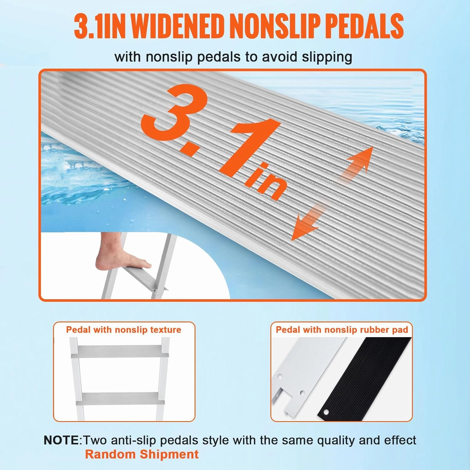 VEVOR Removable Dock Ladder 3/4/5 Steps, 350/500lbs Load Capacity, Aluminum Swim Ladders, Pontoon Boat Ladder with Nonslip Design for Lake, Marine Boarding, Pool