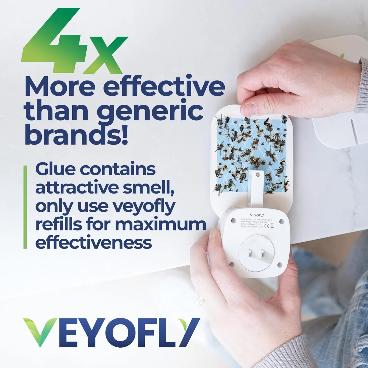 VEYOFLY Fly Trap Indoor, Fruit Fly Traps for Indoors Flying Insect (2 Device   6 Refills) Gnat Traps for House Indoor, Bug Zapper Indoor, Gnat Killer Indoor Catcher & Fruit Fly Killer Light Plug in