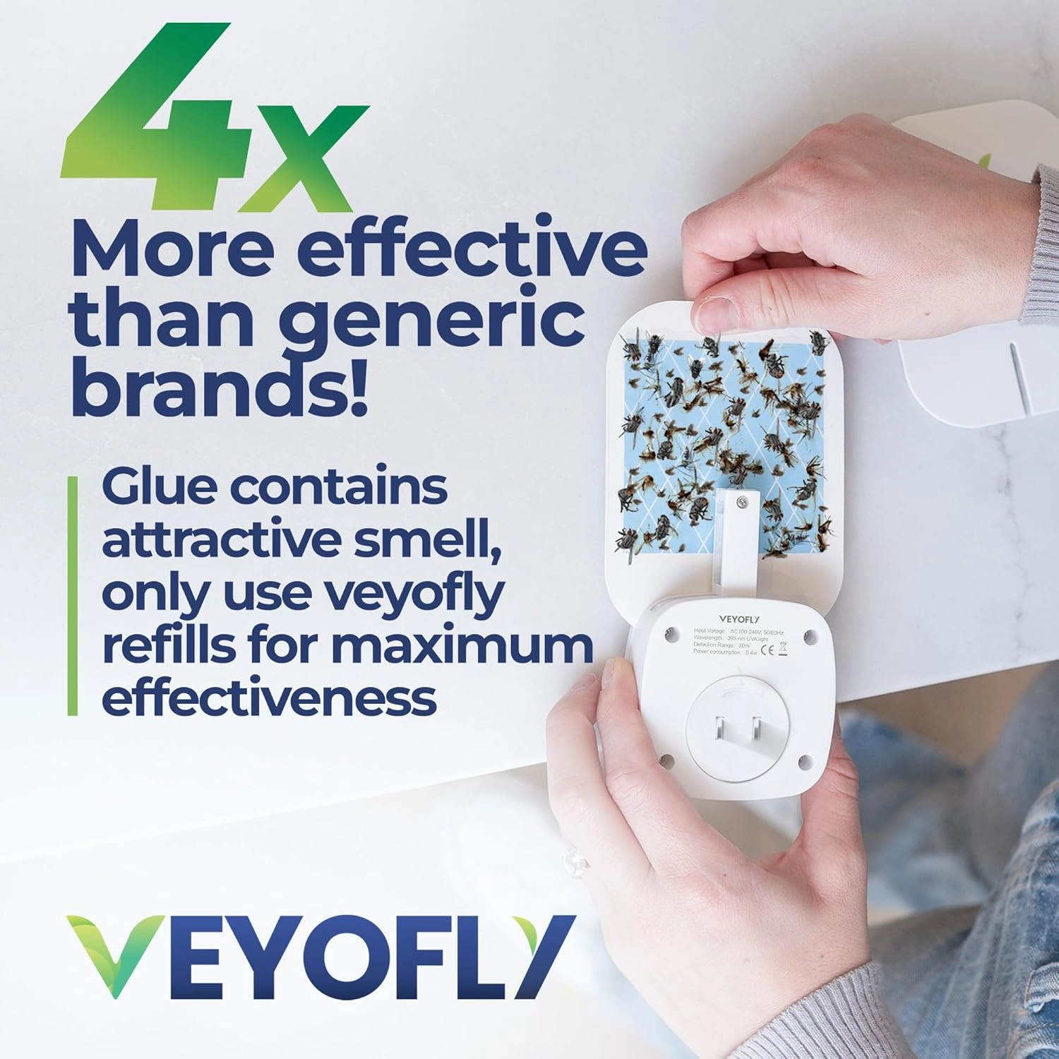 VEYOFLY Fly Trap Indoor, Fruit Fly Traps for Indoors Flying Insect (2 Device   6 Refills) Gnat Traps for House Indoor, Bug Zapper Indoor, Gnat Killer Indoor Catcher & Fruit Fly Killer Light Plug in