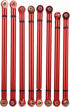 VGEBY RC Link Rod, 8Pcs Lightweight Aluminium Alloy 1:10 Scale Remote Control Crawler Car Pull Rod Kit RC Upgrade Modified Parts Fit for Aixal SCX10 1/10 RC Car(Red) Car Model