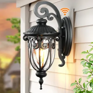 VIANIS Outdoor Lights for House Dusk to Dawn, Black Porch Lights Waterproof Outdoor Light Fixture with Seed Glass, Exterior Lighting Fixtures for House, Doorway, Porch,Garage