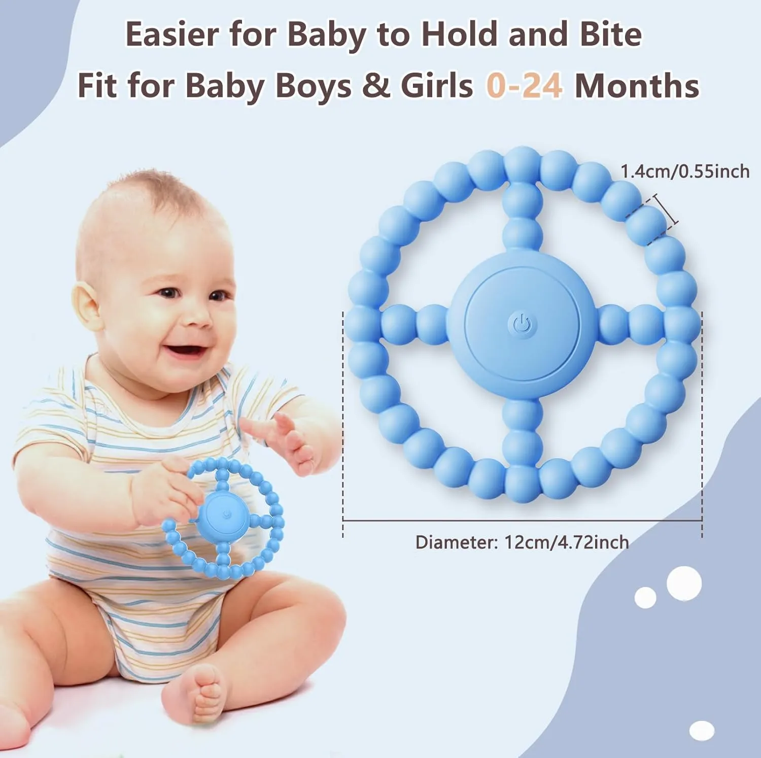 Vibrating Sensory Chew Toy - Dual Effect: Teether Teething Toys for Babies6-12 8-18 Months, Sensory Toys for Kids with Autism&Toddler Travel Essential,1-2 Year Old Boys Girls Gifts idea(Blue)