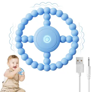 Vibrating Sensory Chew Toy - Dual Effect: Teether Teething Toys for Babies6-12 8-18 Months, Sensory Toys for Kids with Autism&Toddler Travel Essential,1-2 Year Old Boys Girls Gifts idea(Blue)