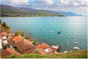 View Lake Ohrid Old Town Ohrid North Macedonia 1000 Piece Wooden Jigsaw Puzzles Adults Kids DIY Educational Puzzle Colorful Large Artwork Decompression Toy Game Gift Home Decor
