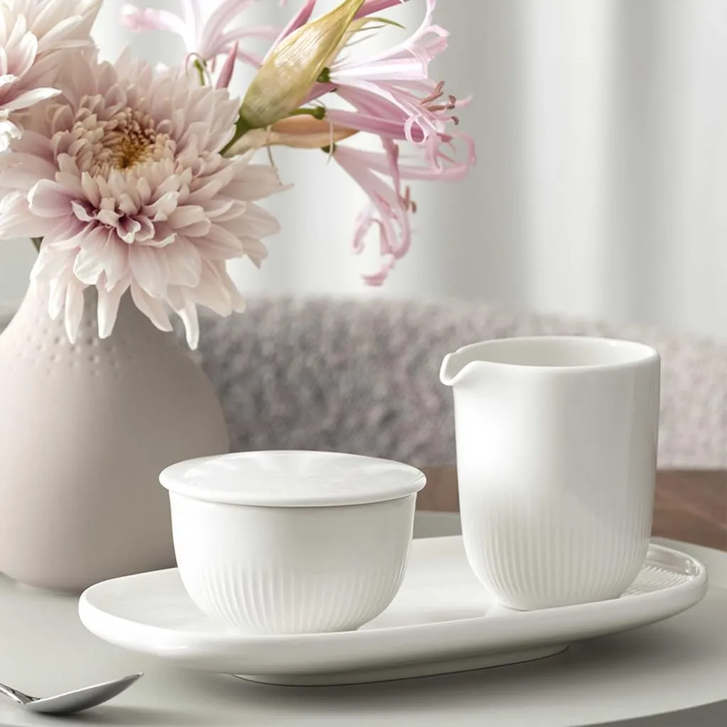 Villeroy & Boch Afina Gourmet Universal Plate/Pickle Dish, Premium Porcelain, Made in Germany, Dishwasher and Microwave Safe, 9 x 5 in, Stackable, White
