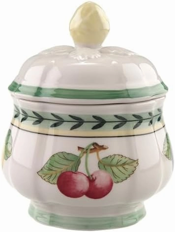 Villeroy & Boch French Garden Fleurence Covered Sugar, 6.75 oz, Premium Porcelain, White/Multicolored