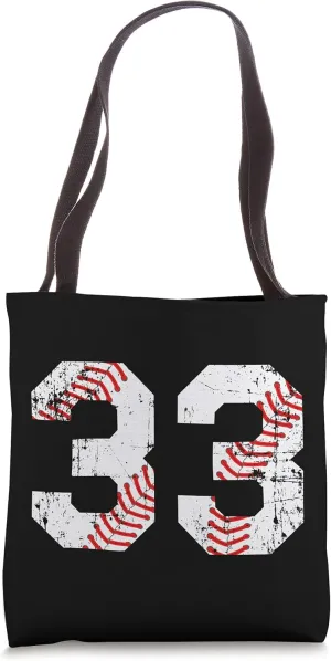 Vintage Baseball 33 Jersey Number Tote Bag