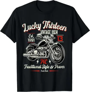 Vintage Iron Motorcycle Lucky 13 Shirts For Men T-Shirt