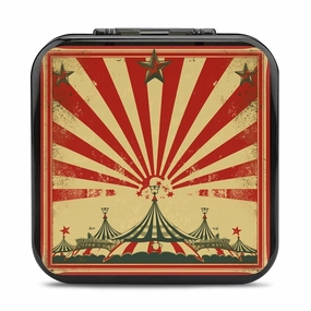 Vintage Circus Background Switch Game Case Switch Game Holder Cartridge Case Storage 24 Games & 2 Micro Sd Card Slots, Travel Carry Cases, Portable Games Card Storage, Hard Shell, Buckle Closure