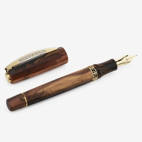 Visconti Medici Briarwood Sandblasted Acrosilk Resin Fountain Pen Fine 18k Gold Nib