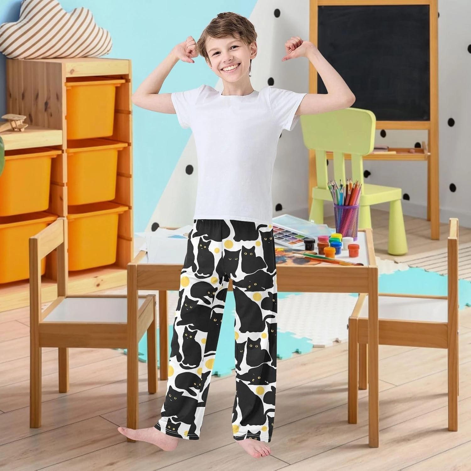 visesunny Joggers Pants for Boys Sweatpants Elastic Waist Animal Printed Long Bottoms Athletic Trousers with Pocket Size S-XL