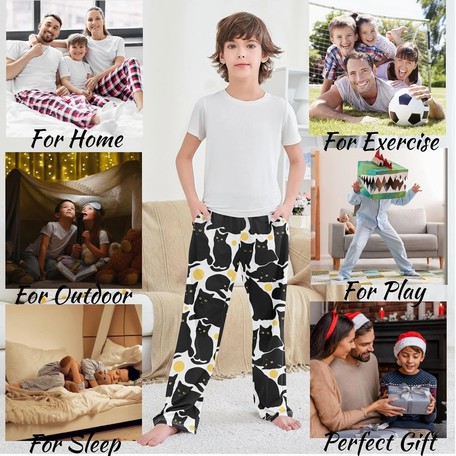 visesunny Joggers Pants for Boys Sweatpants Elastic Waist Animal Printed Long Bottoms Athletic Trousers with Pocket Size S-XL