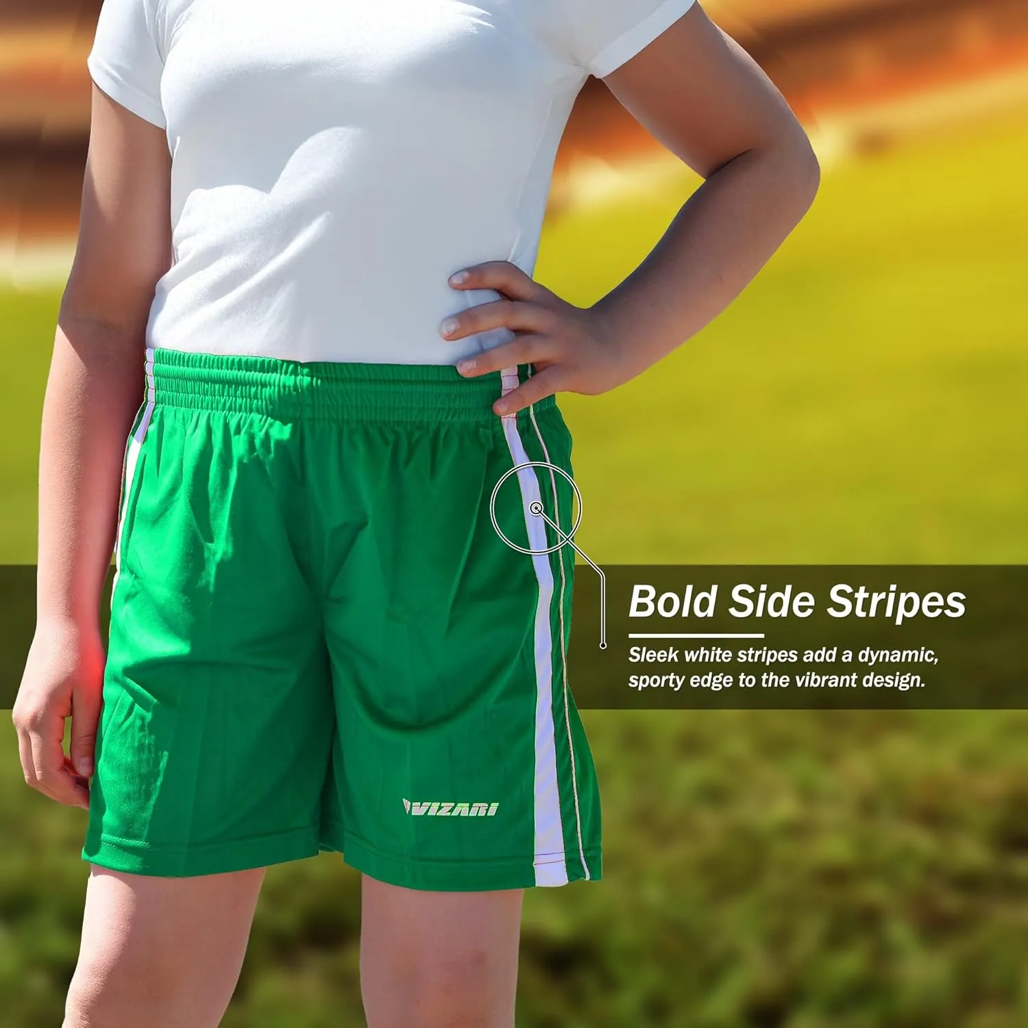 Vizari Athletic Shorts for Youth | Breathable Polyester Perfect for Soccer, Gym, Running, and Sports Play