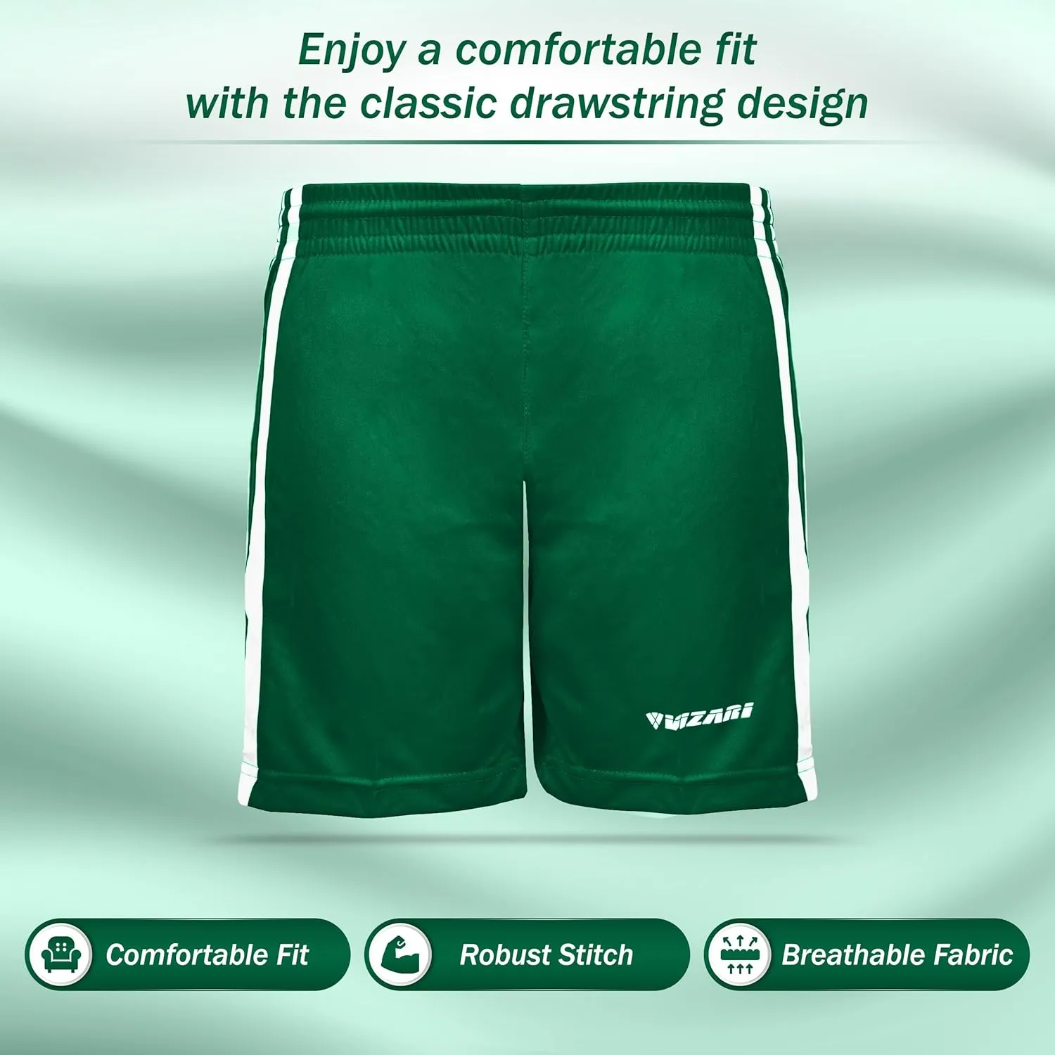 Vizari Athletic Shorts for Youth | Breathable Polyester Perfect for Soccer, Gym, Running, and Sports Play