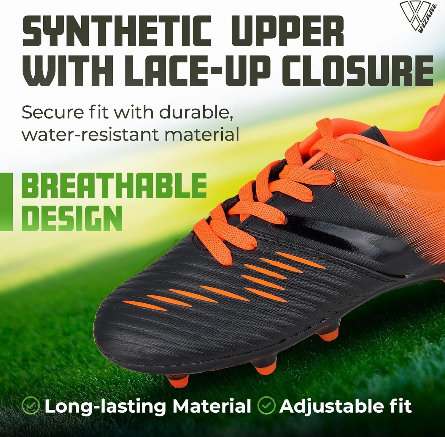 Vizari Liga FG Soccer Cleats for Kids | 100% Synthetic Football Cleats for Comfortable Wear | Water Resistant Two Tone Soccer Shoes with Anti-Stretch Lining for Flexible Indoor and Outdoor Play
