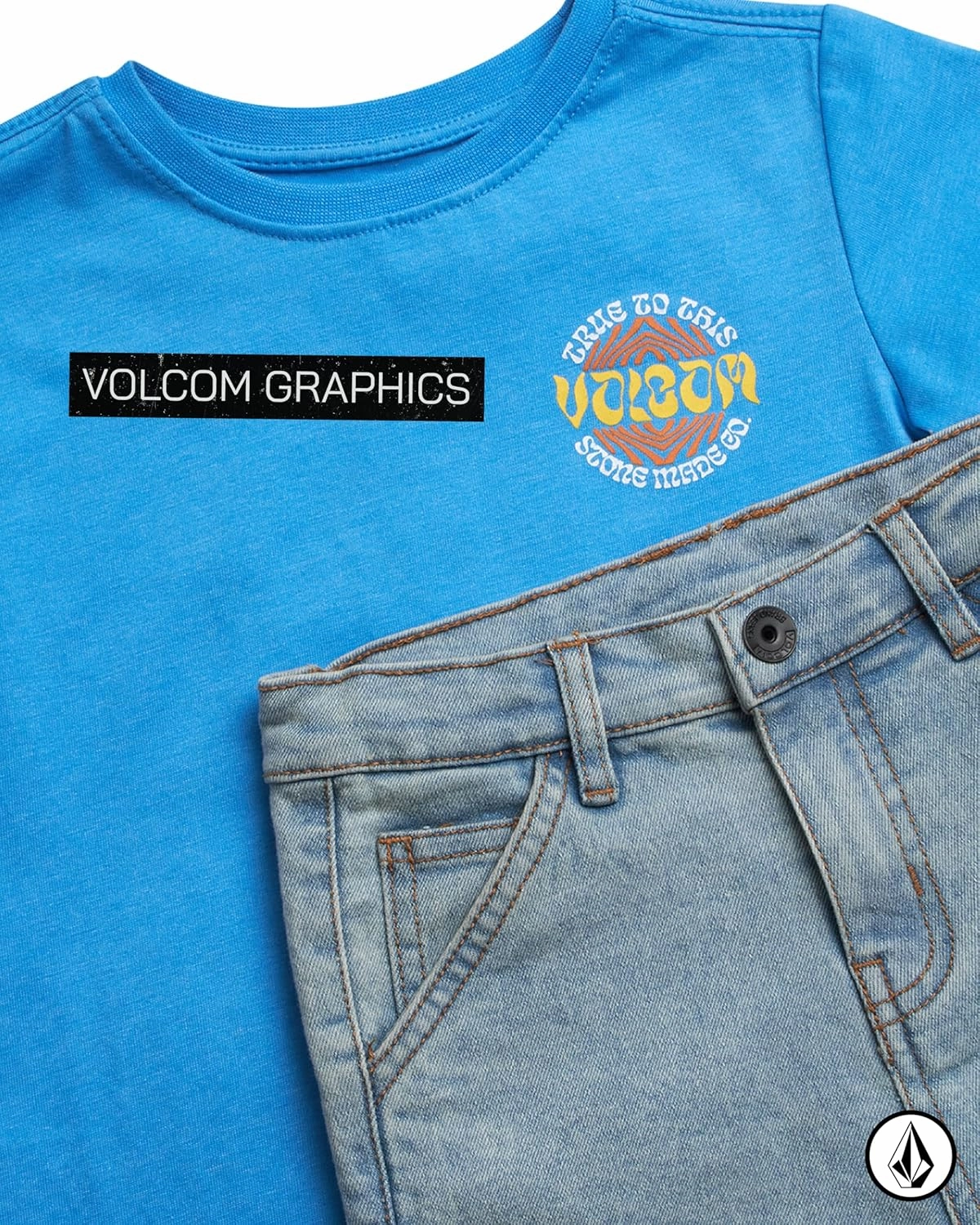 Volcom Toddler Boy Shorts Set - 2 Piece Short Sleeve Graphic Tees and Denim Shorts for Boys - Toddler Summer Clothes (2T-7)