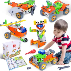 W WISE BLOCK 164 PCS STEM Toys, Educational Building Blocks Classroom Toys, Erector Set Building Toys for Kids Age 4-8 8-12, Toy Building Sets Learning Construction Toys Gifts for Boys Grils