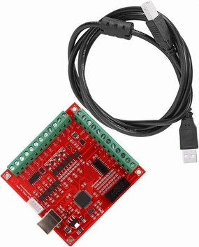 Walfront USB Interface Board, USB CNC Controller 4 Axis Motion Control Card, Interface Board for Stepper Motor Driver