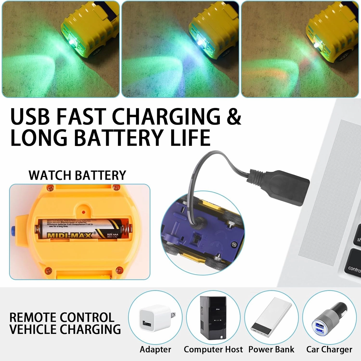 Watch Remote Control Car Toy for Kids,New Mini 2.4 Ghz Racing Game Wrist Cars Easter Toy with LED Light,Watches Remote Control Car for Boys and Girls Birthday Gifts,USB Charging,White