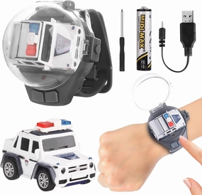 Watch Remote Control Car Toy for Kids,New Mini 2.4 Ghz Racing Game Wrist Cars Easter Toy with LED Light,Watches Remote Control Car for Boys and Girls Birthday Gifts,USB Charging,White