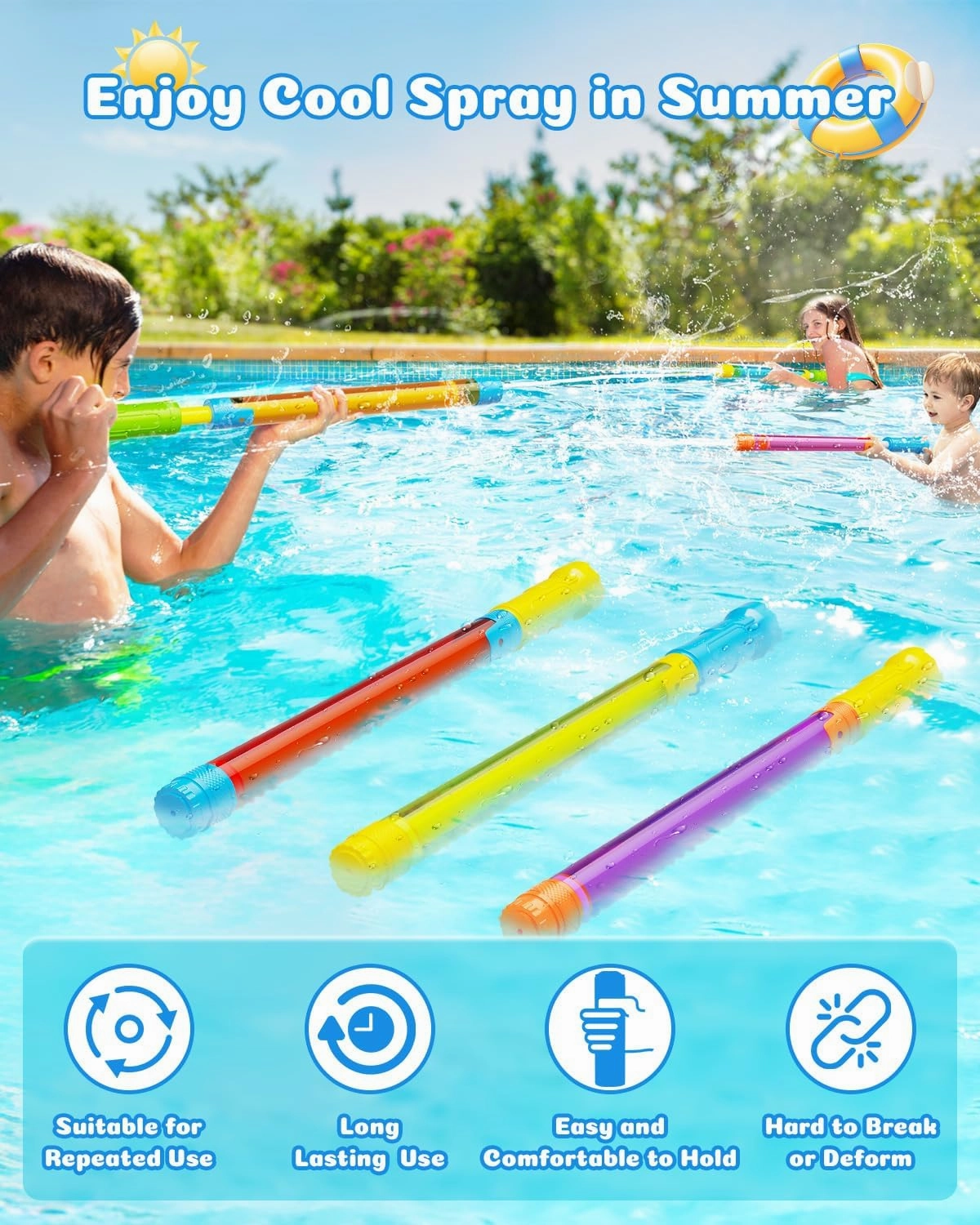 Water Gun Squirt Toys for Kids Adults: Shoot Up to 40 Feet - Outdoor Super Blaster Water Guns for Kids Age 3-4-5-8-12 Bulk - Fun Water Squirter Toy for Swimming Pool Beach Summer Outside Party Games