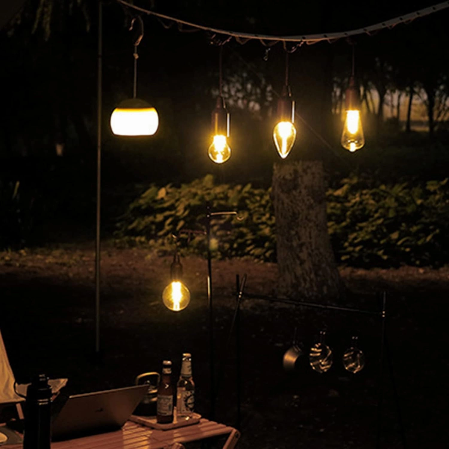 Waterproof Outdoor Tent Light Courtyard Pull Cord Light Decorative Hanging Light Battery Powered Light