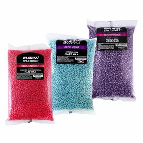 Waxness Spa Choice Assorted Hard Wax Beads 2.2 lb / 1 kg Pack of 3 - Tourmaline, Aloe Vera, Passion Fruit